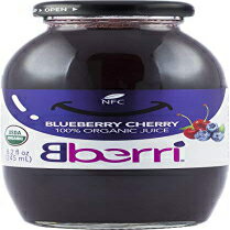 Bberri 100% オーガニック ブルーベリー & チェリー ジュース、3 パック x 8.2 液量オンス Bberri 100% Organic Blueberry & Cherry Juice, Pack of 3 x 8.2 fl oz