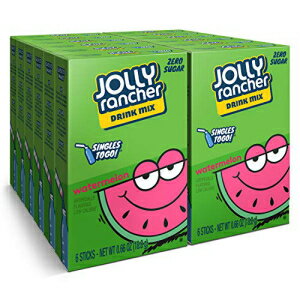 Jolly Rancher Singles To Go 粉末ドリンクミックス、スイカ、各 6 パケット入り 12 箱 - 合計 72 回分、シュガーフリードリンクパウダー、水を加えるだけ、0.66 オンス (12 個パック) Jolly Rancher Singles To Go Powdered Drink Mix, Waterme