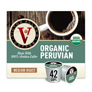 Victor Allen's Coffee K カップ、オーガニックペルーシングルサーブミディアムローストコーヒー、42 カウント、キューリグ 2.0 ブリューワー互換 Victor Allen's Coffee K Cups, Organic Peruvian Single Serve Medium Roast Coffee, 42 Count,