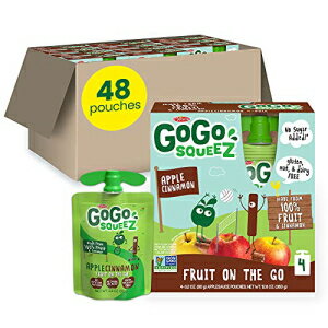 楽天GlomarketGoGo squeeZ フルーツ・オン・ザ・ゴー、アップルシナモン - リンゴとシナモンから作られたおいしい子供向けアップルソーススナック - 子供向けグルテンフリースナック - ナッツと乳製品不使用 - ビーガンスナック、3.2オンス （48袋） GoGo squeeZ Fruit on
