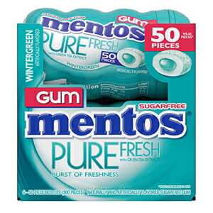 gX LVg[sAtbVVK[t[`[CKAzf[LfBAoNAEB^[O[A50i6pbNj Mentos Pure Fresh Sugar-Free Chewing Gum with Xylitol, Holiday Candy, Bulk, Wintergreen, 50 Count