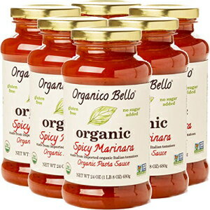 Organico Bello - ˥åѥ - ѥޥʥ - 24 (6ĥѥå) - Ȥߴݤ30γǧƥե꡼ Organico Bello - Organic Gourmet Pasta Sauce - Spicy Marinara - 24oz (Pack of 6) -