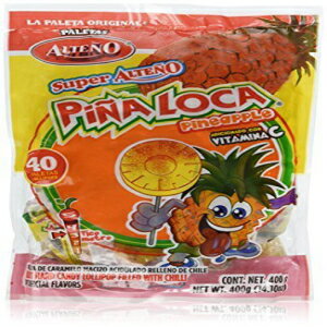 アルテノ スーパー ピニャ ロカ (パイナップル with チリロリポップ) (40 個) Alteno Super Pina Loca (Pineapple with Chili Lollipop) (40 Pieces)