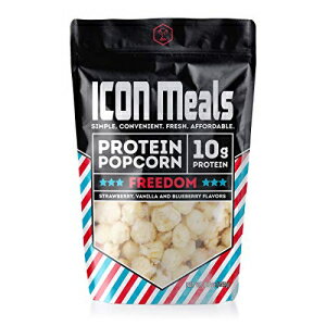 楽天GlomarketICON Meals Protein Popcorn, High Protein Popcorn, All Natural, Air Popped, Zero Added Sugar, 10g Protein, 1 Bag （8.5 oz, Freedom）