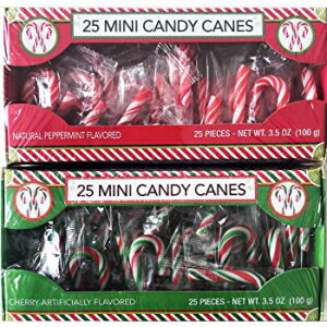 ミニ キャンディー ケーン パック - 25 カラット ボックス 2 個: チェリー 1 個 ペパーミント 1 個 Mini Candy Cane Pack - Two 25 Ct Boxes: 1 Cherry, 1 Peppermint