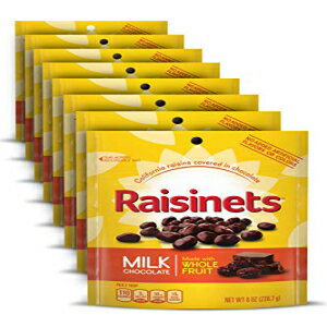 Raisinets ミルクチョコレートで覆われたレーズン 完璧なイースターエッグバスケットの詰め物 8オンスの再閉可能なバッグ バルクフェレロキャンディ 8個パック Raisinets Milk Chocolate Covered Raisins, Perfect Easter Egg Basket Stuffers, 8 oz Rec