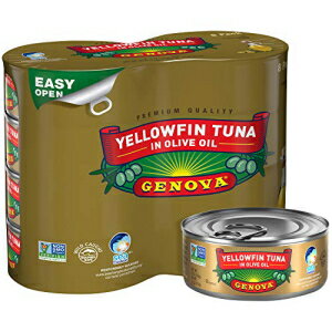 Genova プレミアムキハダマグロのオリーブオイル漬け、天然漁獲、ソリッドライト、5オンス 缶（8個入り） Genova Premium Yellowfin Tuna in Olive Oil, Wild Caught, Solid Light, 5 oz. Can (Pack of 8)