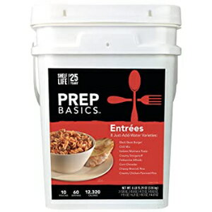 Prep Basics Entrée Variety Pail、8種類の非常食、総タンパク質392グラム、最長25年の賞味期限、98.4オンス Prep Basics Entrée Variety Pail, 8 Emergency Meal Varieties, 392 Total Grams Protein, Up to 25 Year Shelf Life, 98.4 Oz