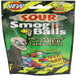 TOXIC WASTE スモッグ ボール キャンディー マチ付きバッグ、3 オンス (12 個パック) TOXIC WASTE Smog Balls Candy Gusseted Bags, 3 oz (Pack of 12)