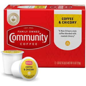 Community Coffee コーヒー & チコリ 12 カウント コーヒーポッド、ミディアムダークロースト、キューリグ 2.0 K カップ ブルワーに対応、12 カウント (1 個パック) Community Coffee Coffee & Chicory 12 Count Coffee Pods, Medium-Dark Roa 1