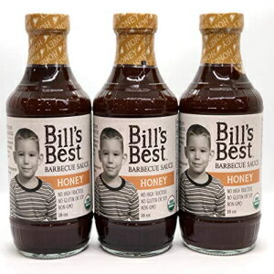 Bill's Best Honey BBQ Sauce 3 Pack, Premium Organic Recipes, Sweet & Citrus, Gluten Free, 18 ounce