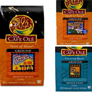 Cafe Ole GROUND コーヒー バラエティ パック サンアントニオ; ヒューストン＆テキサスピーカン 12オンス (3個入り) Cafe Ole GROUND Coffee Variety Pack San Antonio; Houston and Texas Pecan 12 oz. (Pack of 3)