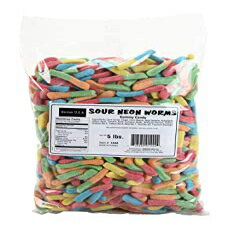 Kervan O~ LfBAT[ lI [A5 |h Kervan Gummy Candy, Sour Neon Worms, 5 Pound