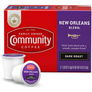 Community Coffee ニューオーリンズ ブレンド 12 カウント コーヒー ポッド、スペシャル ダーク ロースト、キューリグ 2.0 K カップ ブルワーと互換性あり、12 カウント (1 個パック) Community Coffee New Orleans Blend 12 Count Coffee Pods,