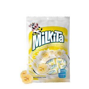 楽天GlomarketMilkita クリーミーシェイクキャンディバッグ、カルシウムと本物のミルクを含むグルテンフリーの噛みごたえのあるキャンディー、トランス脂肪ゼロ、低糖、バナナ風味、30個 Milkita Creamy Shake Candy Bag, Gluten Free Chewy Candies with Calcium & Real