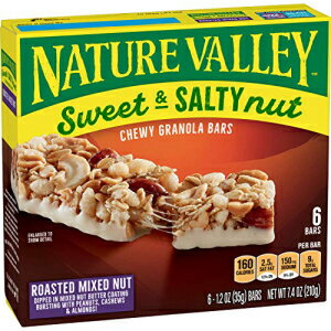 Nature Valley グラノーラバー、甘くて塩辛いナッツ、ローストミックスナッツ、6 個 Nature Valley Granola Bars, Sweet and Salty Nut, Roasted Mixed Nut, 6 Count