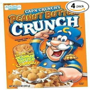 シリアル Quaker、Cap'n Crunch、ピーナッツバタークランチシリアル、12.5オンスのボックス（4個パック） Quaker, Cap'n Crunch, Peanut Butter Crunch Cereal, 12.5oz Box (Pack of 4)