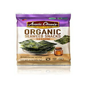 Annie Chun's オーガニック海藻スナック、ゴマ、0.16 オンス (12 個パック)、アメリカで最も売れている海藻スナック Annie Chun's Organic Seaweed Snacks, Sesame, 0.16 oz (Pack of 12), America's #1 Selling Seaweed Snacks