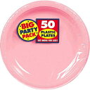 Amscan New Pinkプラスチックプレートビッグパーティーパック、50Ct。 Amscan New Pink Plastic Plate Big Party Pack, 50 Ct.