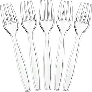 フォーク 200 Plasticpro 透明プラスチックフォーク使い捨てカトラリー器具 200 本 Forks, 200, Plasticpro Clear Plastic Forks Disposable Cutlery Utensils 200 Count