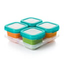 OXO Tot Baby Blocks食品保存容器、ティール、6オンス OXO Tot Baby Blocks Food Storage Containers, Teal, 6 oz