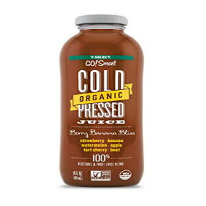 7 セレクト オーガニック コールド プレス ジュース - ベリー バナナ ブリス (14 オンスのガラス瓶、6 パック) 7-Select Organic Cold Pressed Juice - Berry Banana Bliss (14 Oz Glass Bottles, 6-Pack)