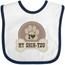 Inktastic-I Love My Shih Tzu Dog Baby Bib White / Navy 35586 Inktastic - I Love My Shih Tzu Dog Baby Bib White/Navy 35586