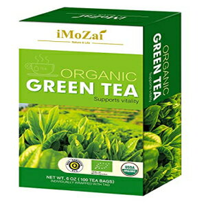 芋材 有機緑茶ティーバッグ 100枚入 個包装 Imozai Organic Green Tea Bags 100 Count Individually Wrapped