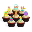 イースターミックス食用カップケーキトッパー-スタンドアップウエハースケーキデコレーション（24） Cian's Cupcake Toppers Ltd Easter Mix Edible Cupcake Toppers - Stand Up Wafer Cake Decorations (24)
