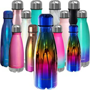 12 oz, UV Rainbow, CHILLOUT LIFE Stainless Steel Water Bottle for Kids School: 12 oz Double Wall Insulated Cola Bottle Shape for Cold and Warm Drinks, BPA Free Metal Sports Bottle for Boys, Girls & Women