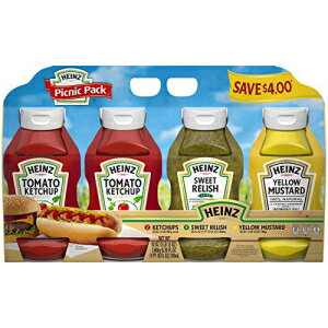 ハインツ バラエティ コンディメント レリッシュ、ケチャップ、マスタード ピクニック パック - 4 個入り Heinz Variety Condiment Relish, Ketchup, Mustard Picnic Pack - 4 Ct.