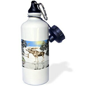 3dRose wb_15750_1 ࡼ ݡ  ܥȥ롢21 󥹡ۥ磻 3dRose wb_15750_1 Moose Sports Water Bottle, 21 oz, White