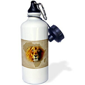 3d[Y WỎCIƃAtJ }bv A[g IWi - X|[c EH[^[ {gA21 IX (wb_184661_1)A}`J[ 3dRose King of the Jungle Lion and Africa Map art original-Sports Water Bottle, 21oz (wb_18