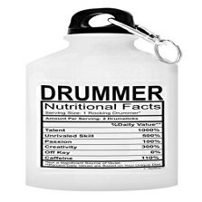 ThisWear Drummer Gifts for Kids Drummer Nutritional Facts Drummer Gifts Funny Gift 20-oz Aluminium Water Bottle with Carabiner Clip Top White ThisWear Drummer Gifts for Kids Drummer Nutritional Facts Drummer Gifts Funny Gif