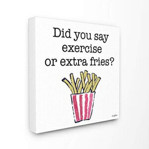 StupellIndustriesޤϥȥե饤ȥ饤ץե饤饹ȥХ륢ȡ17 x 17ޥ顼 Stupell Industries Exercise or Extra Fries Striped Fry Illustration Canvas W...