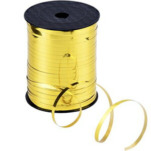 Outus 3/16 Inch Crimped Curling Ribbon Balloon Ribbon Spool 500 Yard for Christmas Balloons or Gift Wrapping(Metallic Gold)