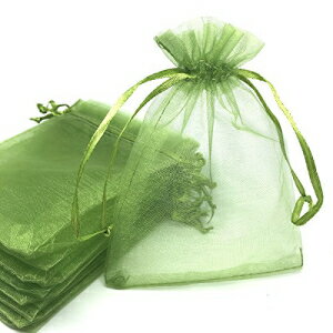 ANSLEY SHOP 100pcs 4x5C`ВI[KUMtgLfB[obOEFfBOtFCo[obOiOXO[j ANSLEY SHOP 100pcs 4x5 Inches Drawstrings Organza Gift Candy Bags Wedding Favors Bags (Grass Green)