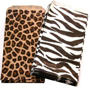 N 039 icePackaging 50 Bags 8.5 x 11 , Cheetah/Zebra Combo Flat Plain Paper or Patterned Bags for candy, cookies, merchandise, pens, Party favors, Gift bags