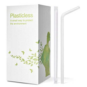 KTOB 200 Count 100% Plant-Based Wrapped Compostable Straws - Plasticless Biodegradable Flexible Drinking Straws - A Fantastic Eco Friendly Alternative to Plastic Straws