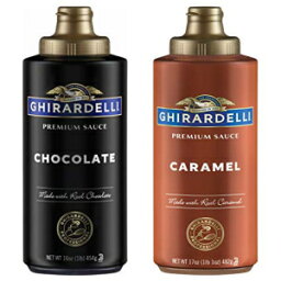 ギラデリ チョコレート (16 オンス) およびキャラメル (17 オンス) ソース (スクイーズ ボトル入り) Ghirardelli Chocolate (16oz) & Caramel (17oz) Sauces in Squeeze Bottles