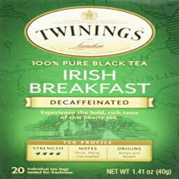 トワイニング クラシック アイリッシュ ブレックファースト カフェインレス ティー、20 カウント Twinings Classic Irish Breakfast Decaffeinated Tea, 20 Count