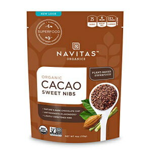 Navitas Organics カカオスイートニブ、4オンス バッグ、28 食分 - オーガニック、非遺伝子組み換え、グルテンフリー Navitas Organics Cacao Sweet Nibs, 4oz. Bag, 28 Servings — Organic, Non-GMO, Gluten-Free