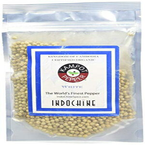 オーガニック カンポットペッパー - 希少なカンボジア産胡椒の実 ホワイト 4オンス IndoChine Kampot Pepper Organic Kampot Pepper - Rare Cambodian Peppercorns White 4 Ounce