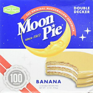 MoonPie ダブルデッカー バナナ マシュマロ サンドイッチ - 2 オンス、12 カウント ボックス (6 箱パック、合計 72 カウント) | MoonPie 2層バナナカバーグラハムクラッカー＆マシュマロパイ、1パック MoonPie Double Decker Banana Marshmallow Sa