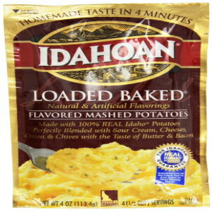 アイダホアン マッシュ ポテト、ロード ベイクド ポテト、4 オンス パッケージ (12 個パック) Idahoan Mashed Potatoes, Loaded Baked Potato, 4-Ounce Package (Pack of 12)