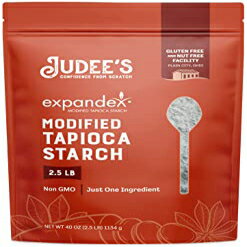 タピオカ澱粉、Judee's Expandex 変性タピオカ澱粉 2.5 ポンド - 100% 非遺伝子組み換え、グルテンフリー、ナッツフリー - 米国パッケージ - 厚みが増し食感が向上 - トルティーヤ、パン、ベーグルの製造に最適 Tapioca Starch, Judee’s Expandex Modi