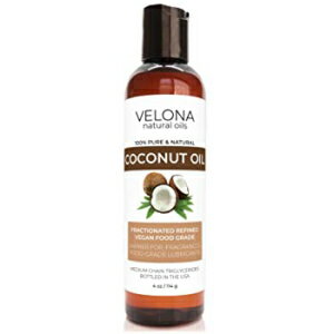 Velona のココナッツ オイル - 4 オンス | 100% ピュアでナチュラルなキャリアオイル | 分別、超精製 | 肌、顔、ボディ、ヘアケア | 今すぐ使用 - 結果をお楽しみください Coconut Oil by Velona - 4 oz | 100% Pure and Natural Carrie