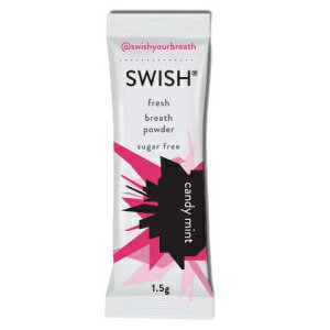 SWISHフレッシュブレスパウダー、キャンディミント、30スティック（10封筒）| 外出先でうがい薬の鮮度を手に入れよう| シュガーフリー| 100％キシリトール| ナチュラルフレーバー| グルテンフリー| ビーガン| ケトフレンドリー SWISH Fresh Breath Powder