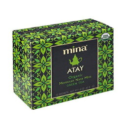 ミナ オーガニック ATAY ミント グリーン ティー – 本格的なオーガニック モロッコ ミントとシャラ グリーン ティー – 心地よいペパーミント ティー – 生分解性サシェ 15 袋 Mina Organic ATAY Mint Green Tea – Authentic Organic Moroccan