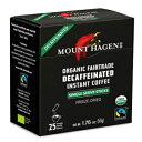 マウント ハーゲン カフェインレス　コーヒー マウントハーゲン オーガニックインスタントカフェインレスコーヒー、シングルサーブスティック25本（4本パック） Mount Hagen Organic Instant Decaffeinated Coffee, 25-Count Single Serve Sticks (Pack of 4)